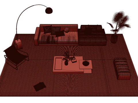 Leather sofa set 24 3D Model