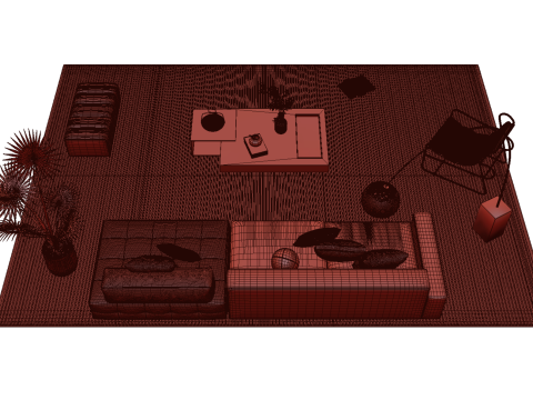 Leather sofa set 24 3D Model