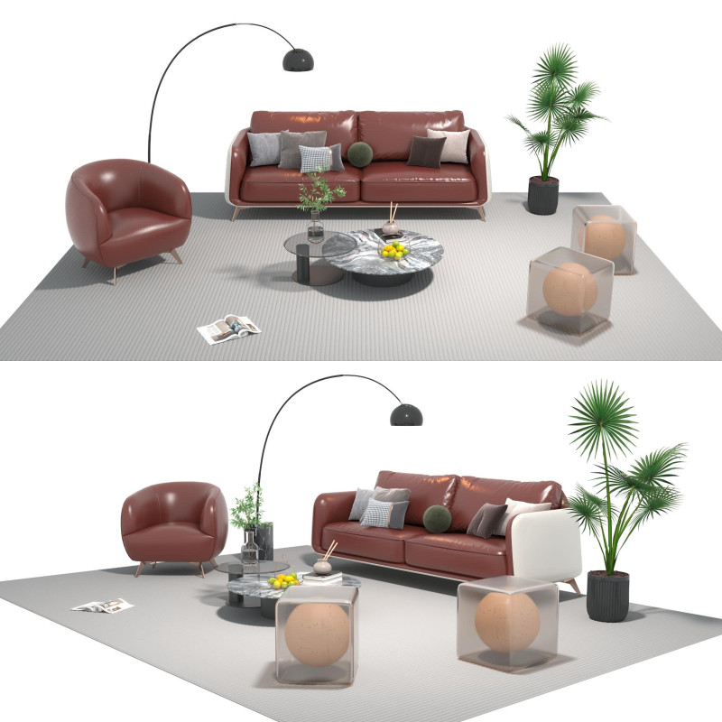 Leather sofa set 25 3D Model .c4d .max .obj .3ds .fbx .stl .blend 