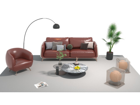 Leather sofa set 25 3D Model
