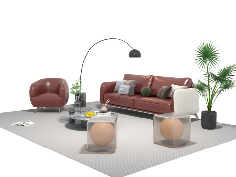 Leather sofa set 25 3D Model