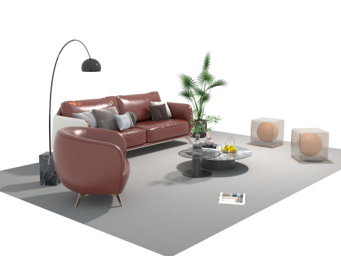 Leather sofa set 25 3D Model