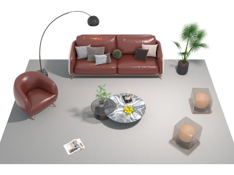 Leather sofa set 25 3D Model