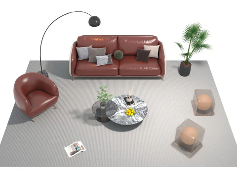 Leather sofa set 25 3D Model