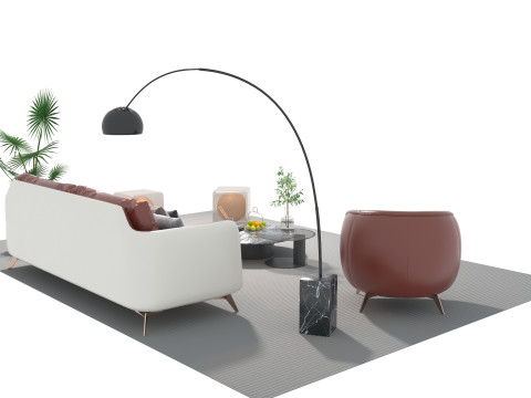 Leather sofa set 25 3D Model