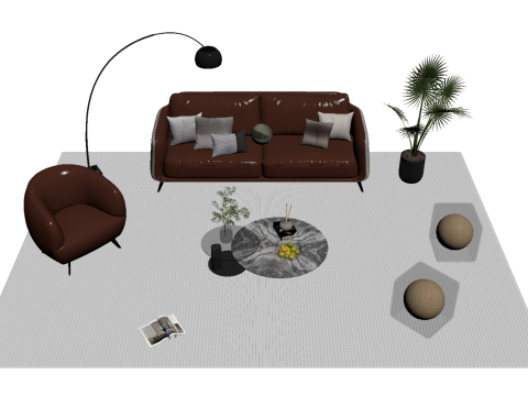 Leather sofa set 25 3D Model