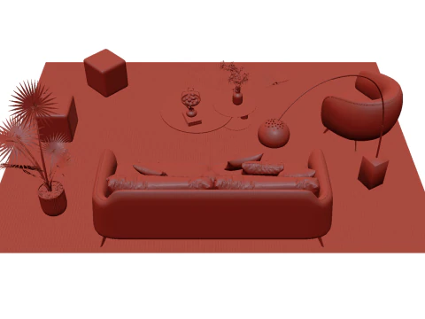 Leather sofa set 25 3D Model
