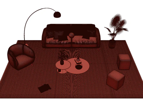 Leather sofa set 25 3D Model