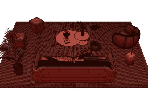 Leather sofa set 25 3D Model