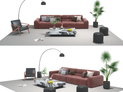 Leather sofa set 26 3D Model