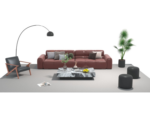 Leather sofa set 26 3D Model