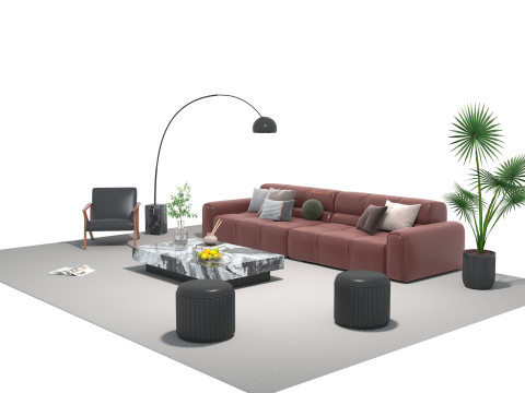 Leather sofa set 26 3D Model