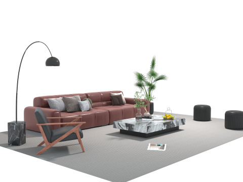 Leather sofa set 26 3D Model
