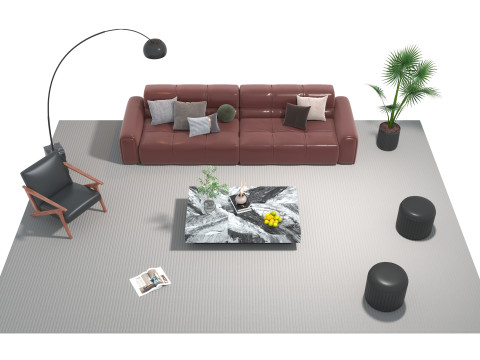 Leather sofa set 26 3D Model