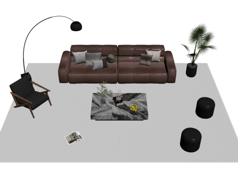 Leather sofa set 26 3D Model