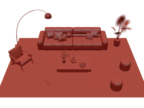 Leather sofa set 26 3D Model