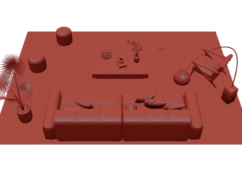 Leather sofa set 26 3D Model