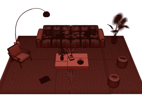 Leather sofa set 26 3D Model