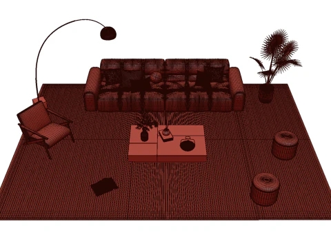 Leather sofa set 26 3D Model