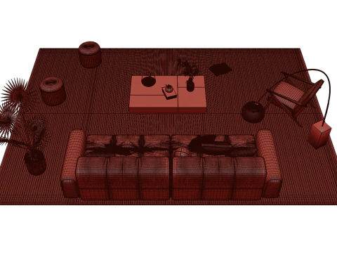 Leather sofa set 26 3D Model