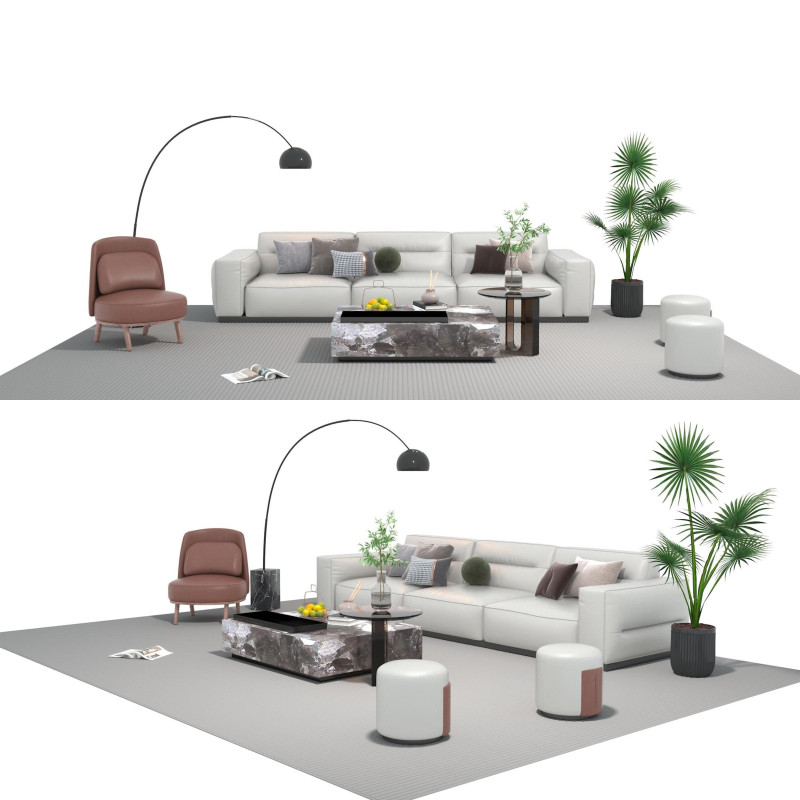 Leather sofa set 27 3D Model .c4d .max .obj .3ds .fbx .stl .blend 