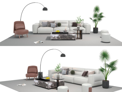 Leather sofa set 27 3D Model
