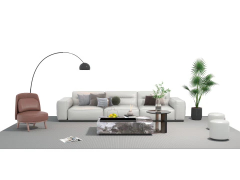 Leather sofa set 27 3D Model