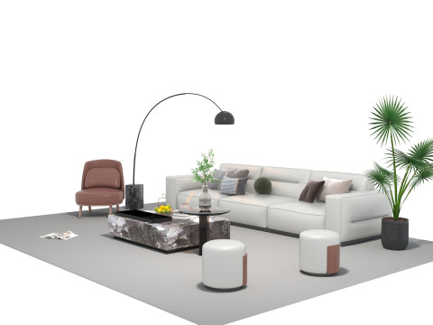 Leather sofa set 27 3D Model