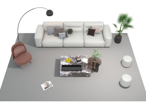 Leather sofa set 27 3D Model