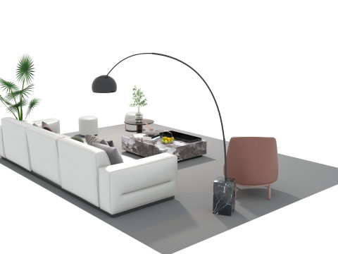 Leather sofa set 27 3D Model