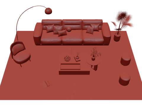 Leather sofa set 27 3D Model