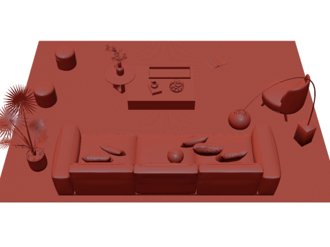 Leather sofa set 27 3D Model