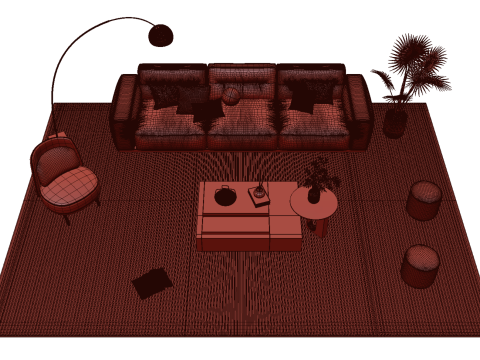 Leather sofa set 27 3D Model