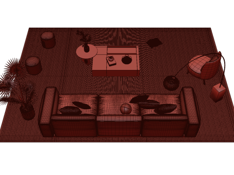 Leather sofa set 27 3D Model