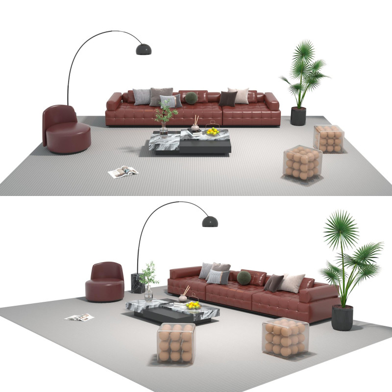 Leather sofa set 29 3D Model .c4d .max .obj .3ds .fbx .stl .blend 