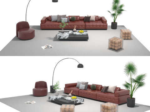 Leather sofa set 29 3D Model