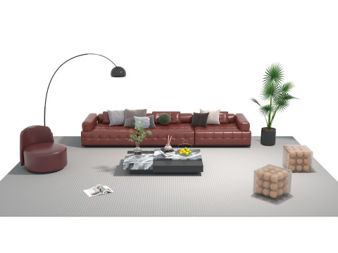 Leather sofa set 29 3D Model