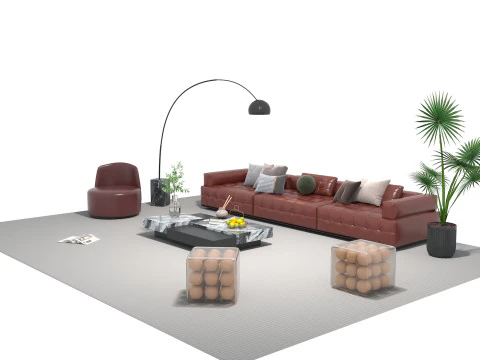 Leather sofa set 29 3D Model