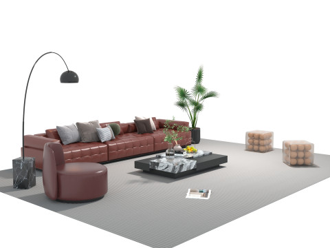 Leather sofa set 29 3D Model
