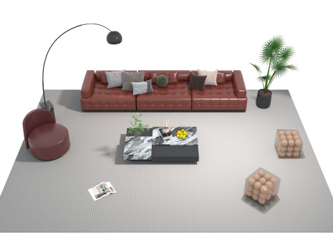 Leather sofa set 29 3D Model