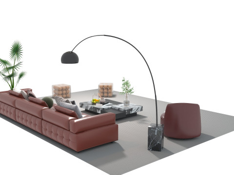 Leather sofa set 29 3D Model