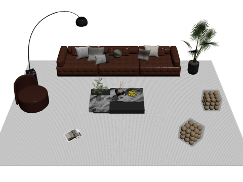 Leather sofa set 29 3D Model