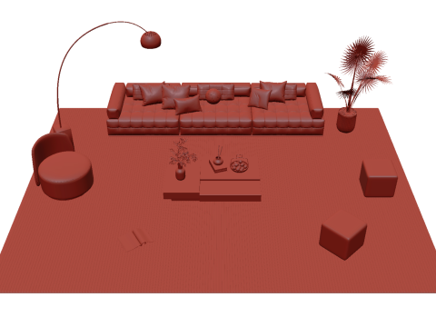 Leather sofa set 29 3D Model