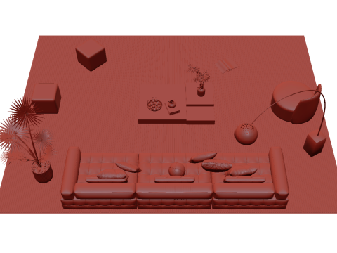 Leather sofa set 29 3D Model