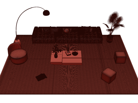 Leather sofa set 29 3D Model