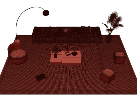 Leather sofa set 29 3D Model