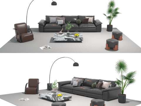 Sk&oacute;rzany komplet wypoczynkowy 30 Model 3D