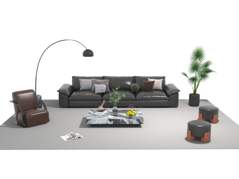 Leather sofa set 30 3D Model