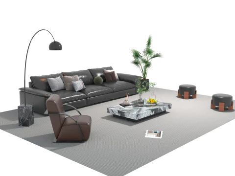 Leather sofa set 30 3D Model
