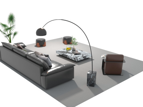 Leather sofa set 30 3D Model